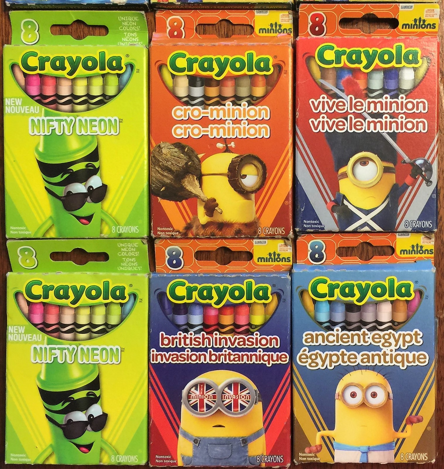 Lot of 12 Crayola Crayons Gift Packs 8-Crayons Per Pack Pirates Minions NOS