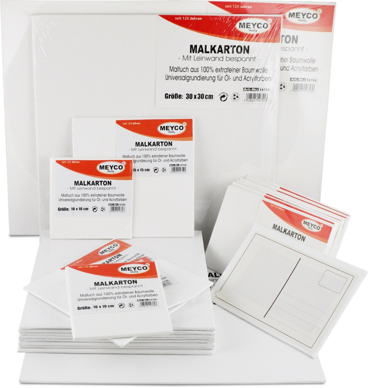 Meyco Bespannter Malkarton Baumwoll Malpappe Malplatte Maltuch Leinwand