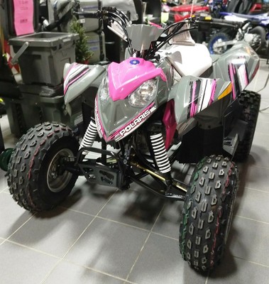 2019 Polaris Outlaw 110 Avalanche Grey / Pink Power