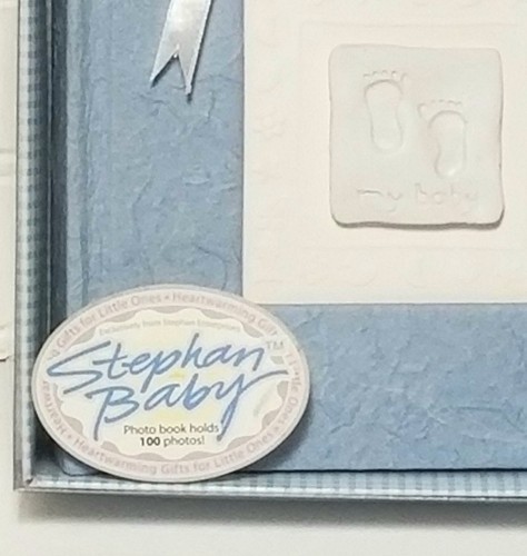 Stephan Baby Photo Album MY BABY Footprints Blue Keepsake 100 Pictures 4x6