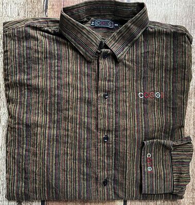 COOGI LONG SLEEVE BUTTON DOWN SHIRT BROWN MULTI MENS SIZE XXXL GREAT OVERALL
