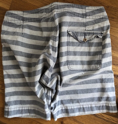 Men's RRL M Double RL Ralph Lauren Gray Striped Cotton Casual Board Shorts Sz 32