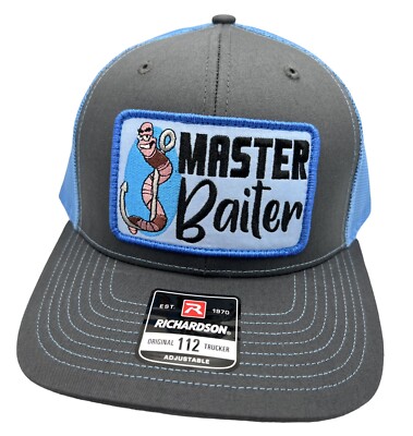 Master Baiter Fishing Humor Funny Patch Richardson 112 Trucker Hat Cap Snapback