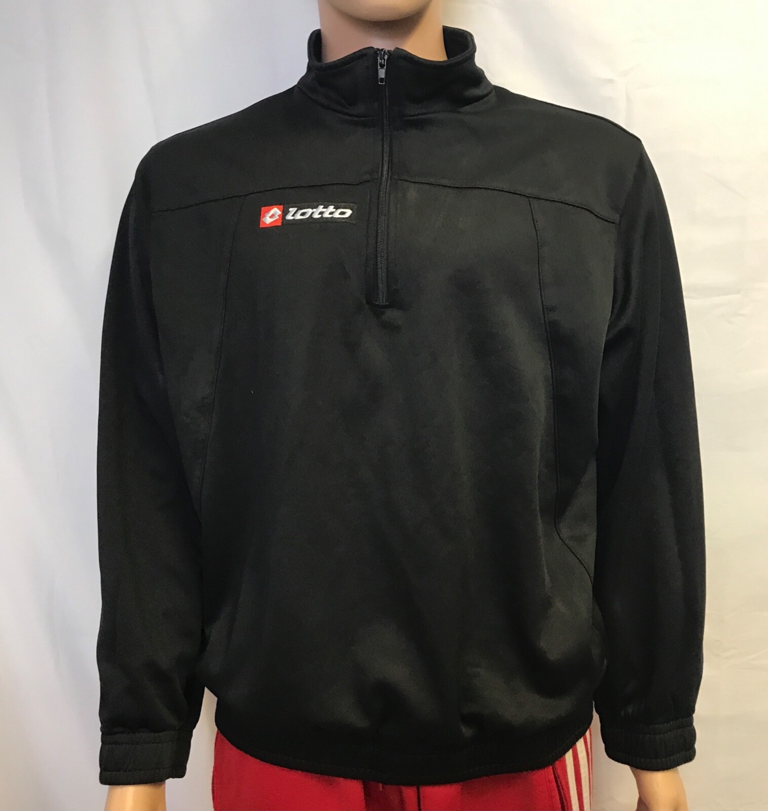 90s Lotto トラックジャケット BLACK S Vintage 90's Black Lotto Quarter Zip Track suit Top with