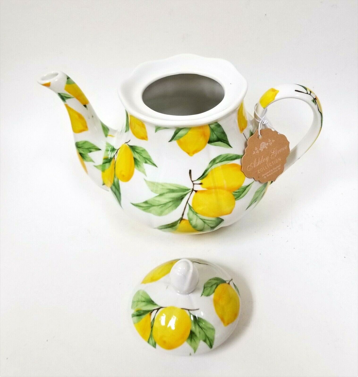Neu KENT POTTERY Weiß Zitronengelb Muster Kaffee Teekanne Teekanne 1065ml 4