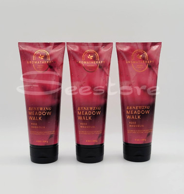 3 Bath & Body Works Renewing Meadow Walk Rose Magnolia Aromatherapy Body Cream