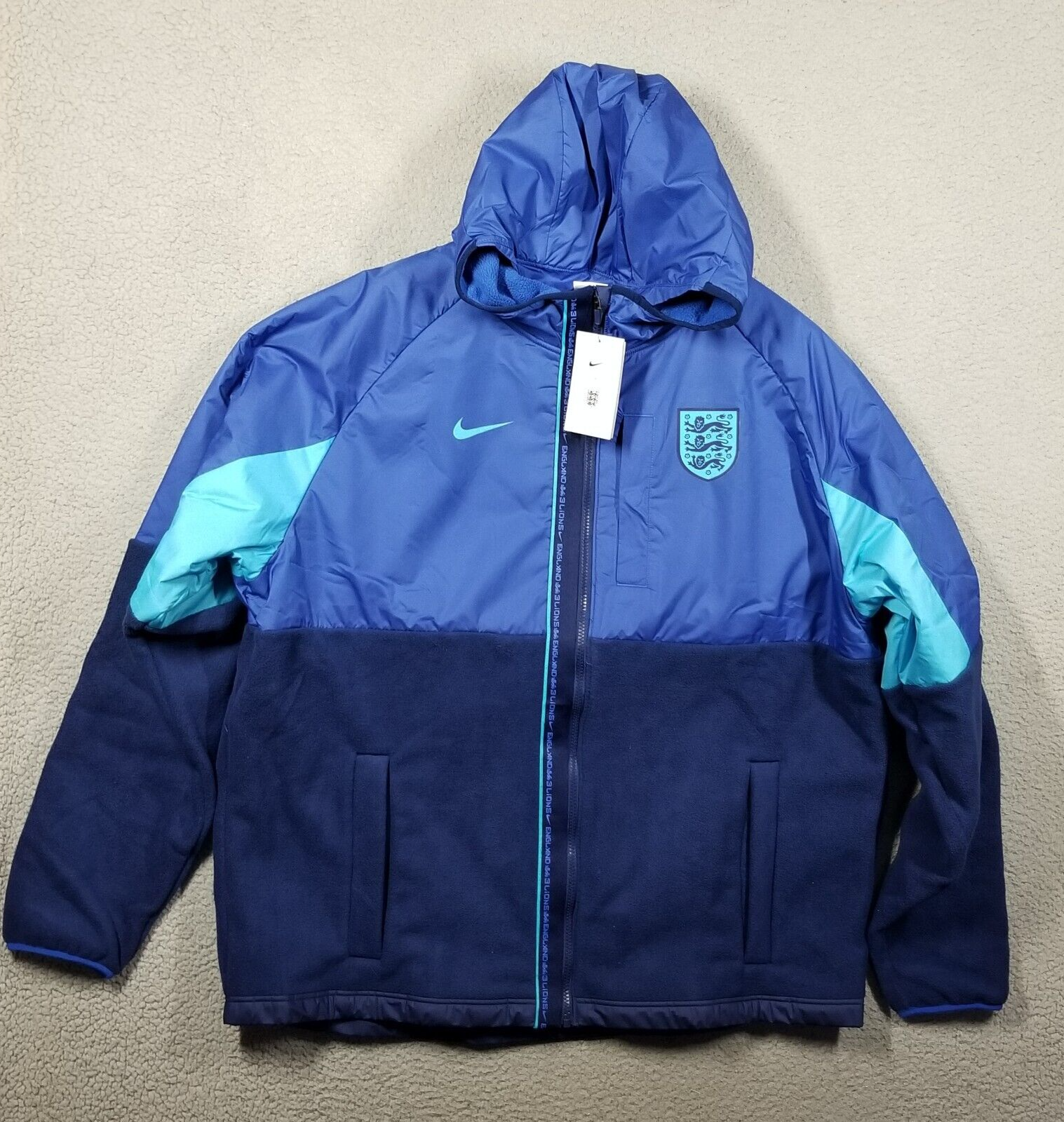 Nike England Soccer Jacket Fleece Lined Coat Men 2XL Soccer