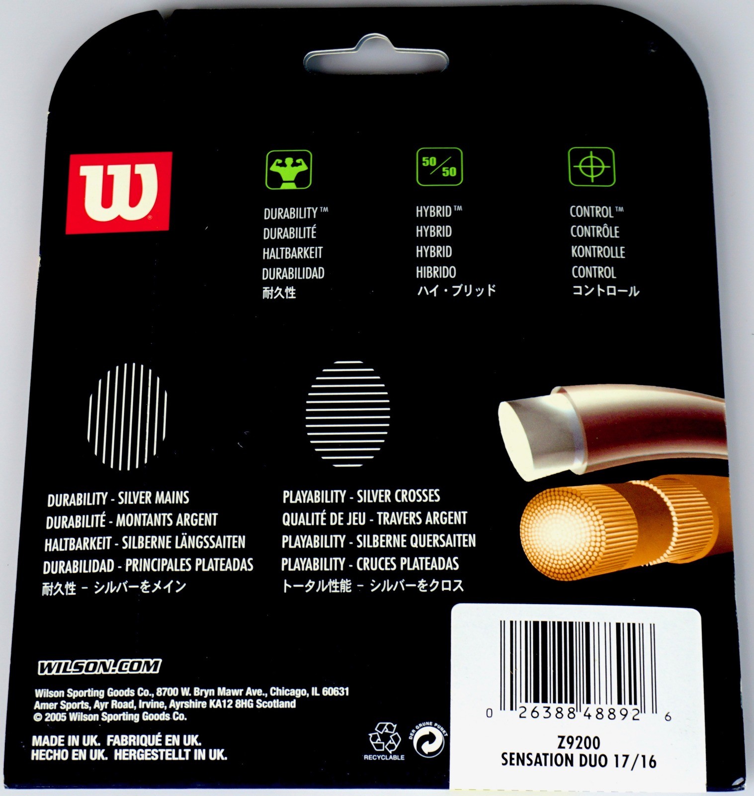 WILSON SENSATION DUO TENNIS RACQUET STRINGS NEW