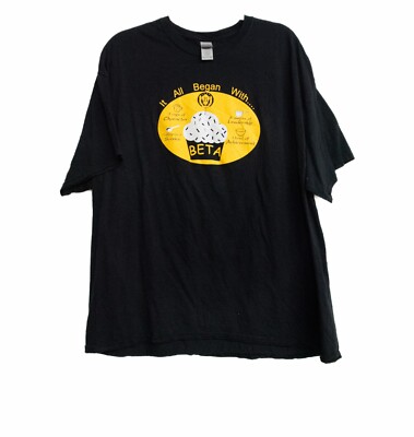 Gildan Mens Black Cotton T-Shirt It All Began With Beta Graphic Short Sleeve 2XL