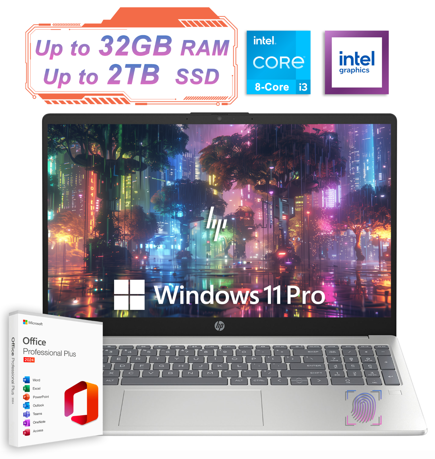 2025 HP Laptop Computer 15 Office 2024 FHD 8-Core Intel i3 Upto
