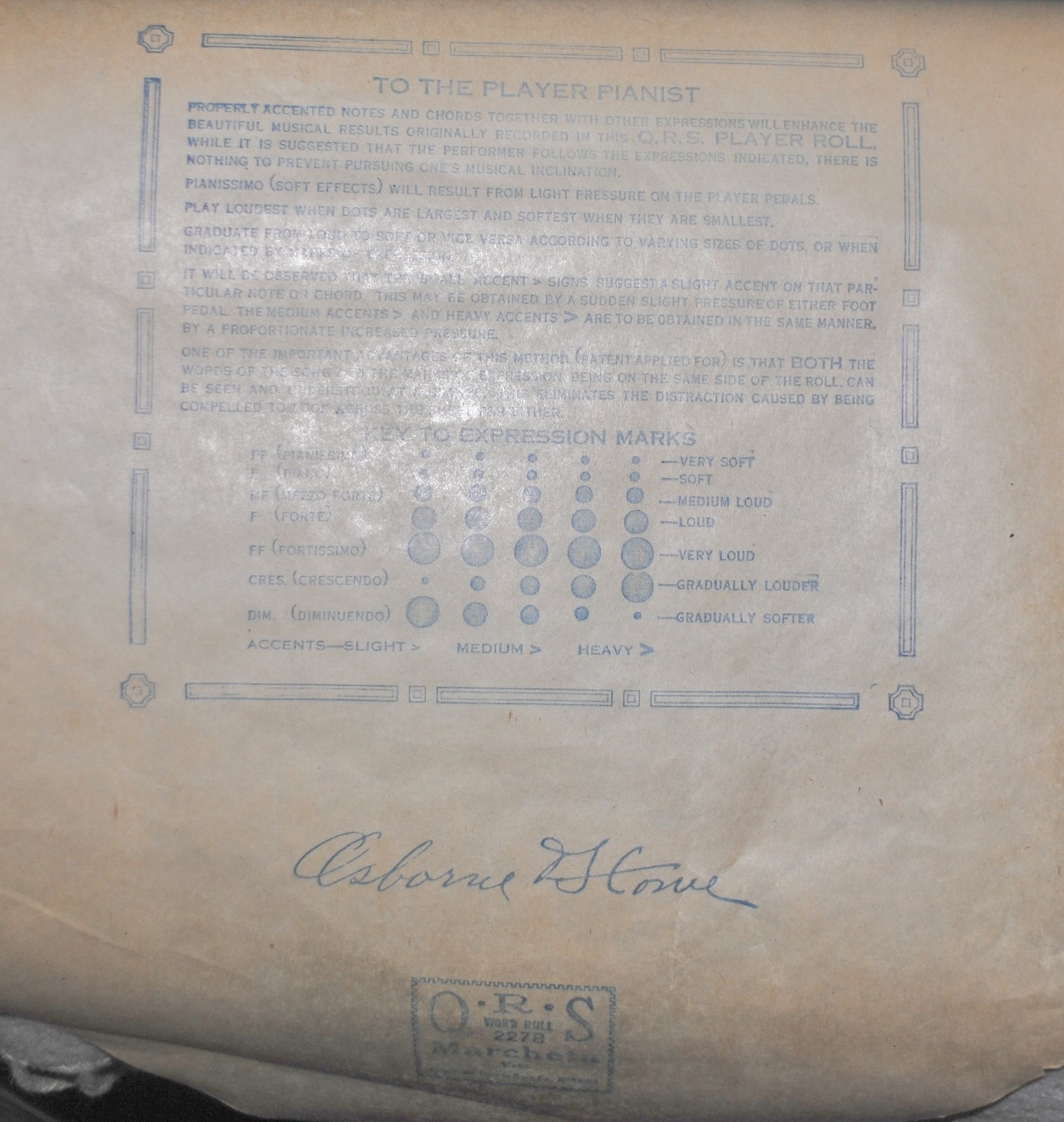 VINTAGE PIANO ROLL Q R S , 