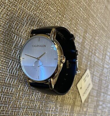 Mens Calvin Klein Swiss Made Leather Analogue Watch K9H2X5C6 Black New RRP £289