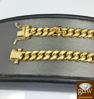 Pre-owned Globalwatches10 10k Yellow Gold Miami Cuban Bracelet 7mm 9 Inch Box Lock Strong Real 10kt Gold