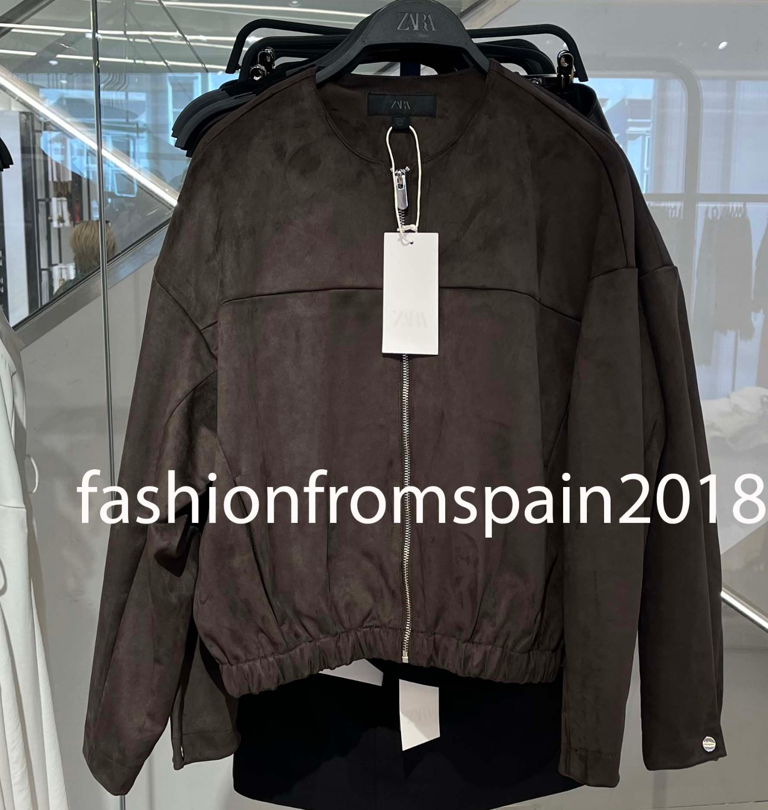 ZARA NEW WOMAN FAUX SUEDE BOMBER JACKET CHOCOLATE BROWN XS