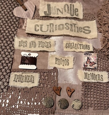 Slow Stitch Junk Journal Kit, ''JUNQUE'' Vintage Brown Dyed Fabric
