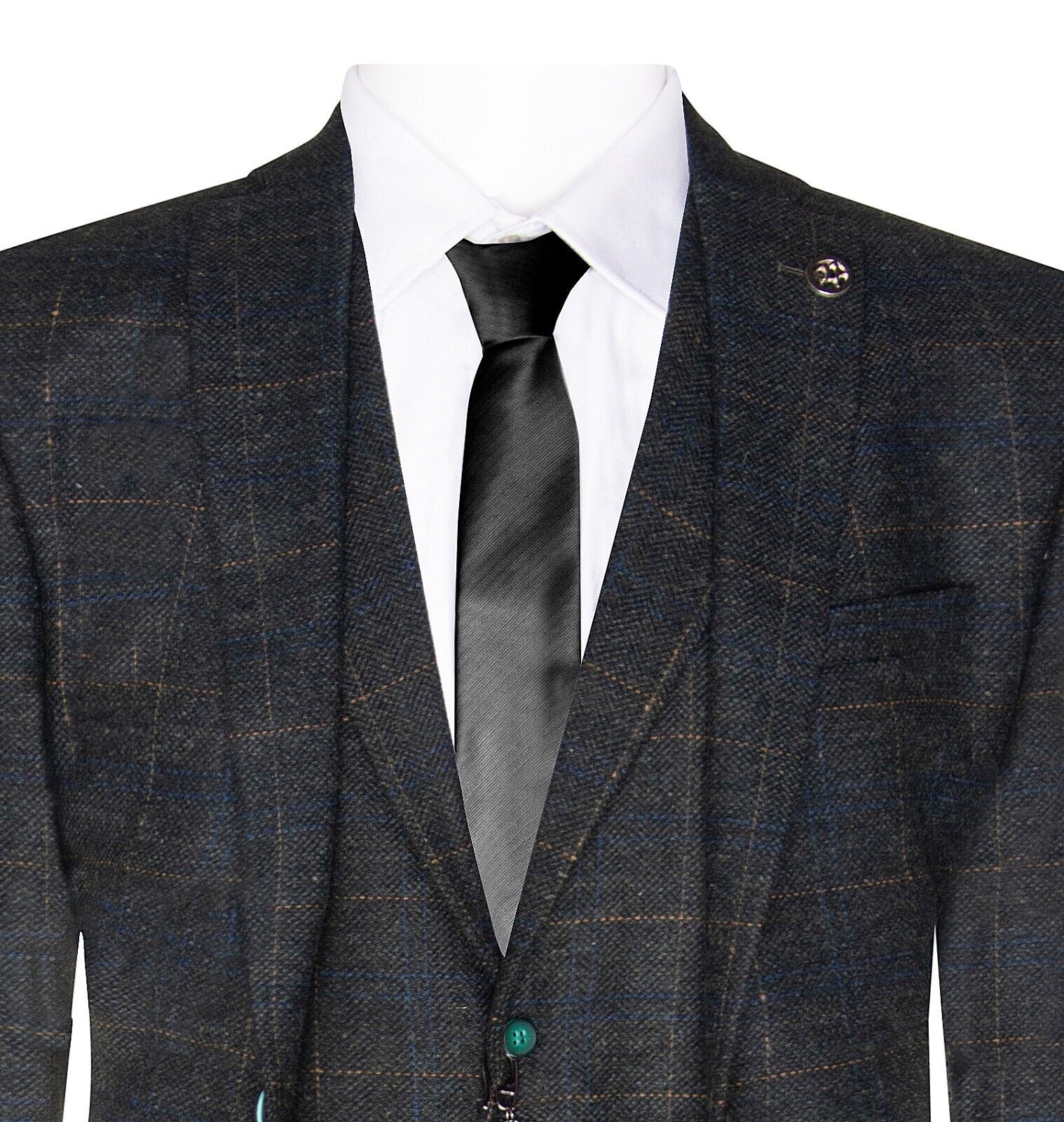 Pre-owned Truclothing Mens 3 Piece Wool Suit Olive Green Tweed Check Peaky Blinders 1920 Gatsby Formal