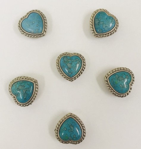 Lot 12 Button Covers Silver Tone Turquoise Native Southwestern Faux Hearts Bird