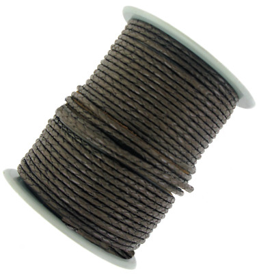 Plaited round leather cord Black & Dark Brown 3 mm diameter