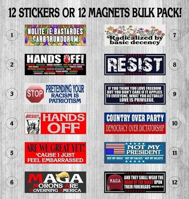 Anti-Trump Bumper Stickers or Car Magnets | RESIST |HAND off | Are We Great Yet