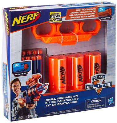 NERF Shell Upgrade Kit 3 Shells, 9 Darts, Shell Holder NEW IN DAMAGED BOX