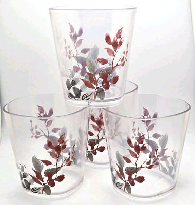6  Corelle Coordinates  KYOTO LEAVES Acrylic Beverage Glasses 10 oz Drinkware