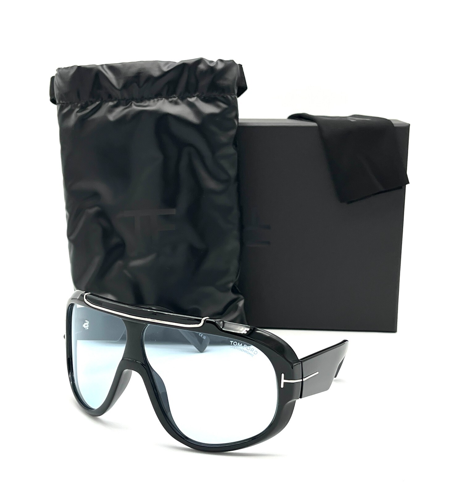 Pre-owned Tom Ford Rellen Ft1093 01v Black / Blue Photochromic 71mm Sunglasses Tf1093