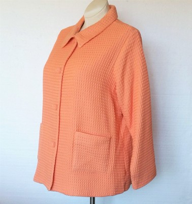 Denim & Co Jacket Coat NEW Textured Knit Melon Orange Nice! Lined Womens 1X