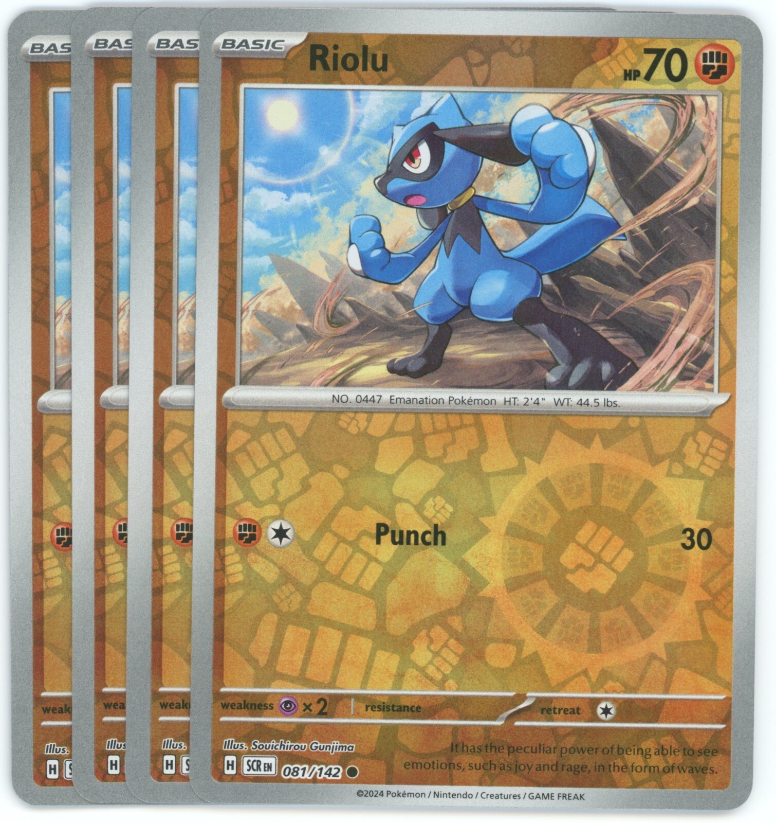 x4 Riolu Reverse Holo - (Common) 081/142 - Stellar Crown x4 Riolu Reverse Holo - (Common) 081/142 - Stellar Crown