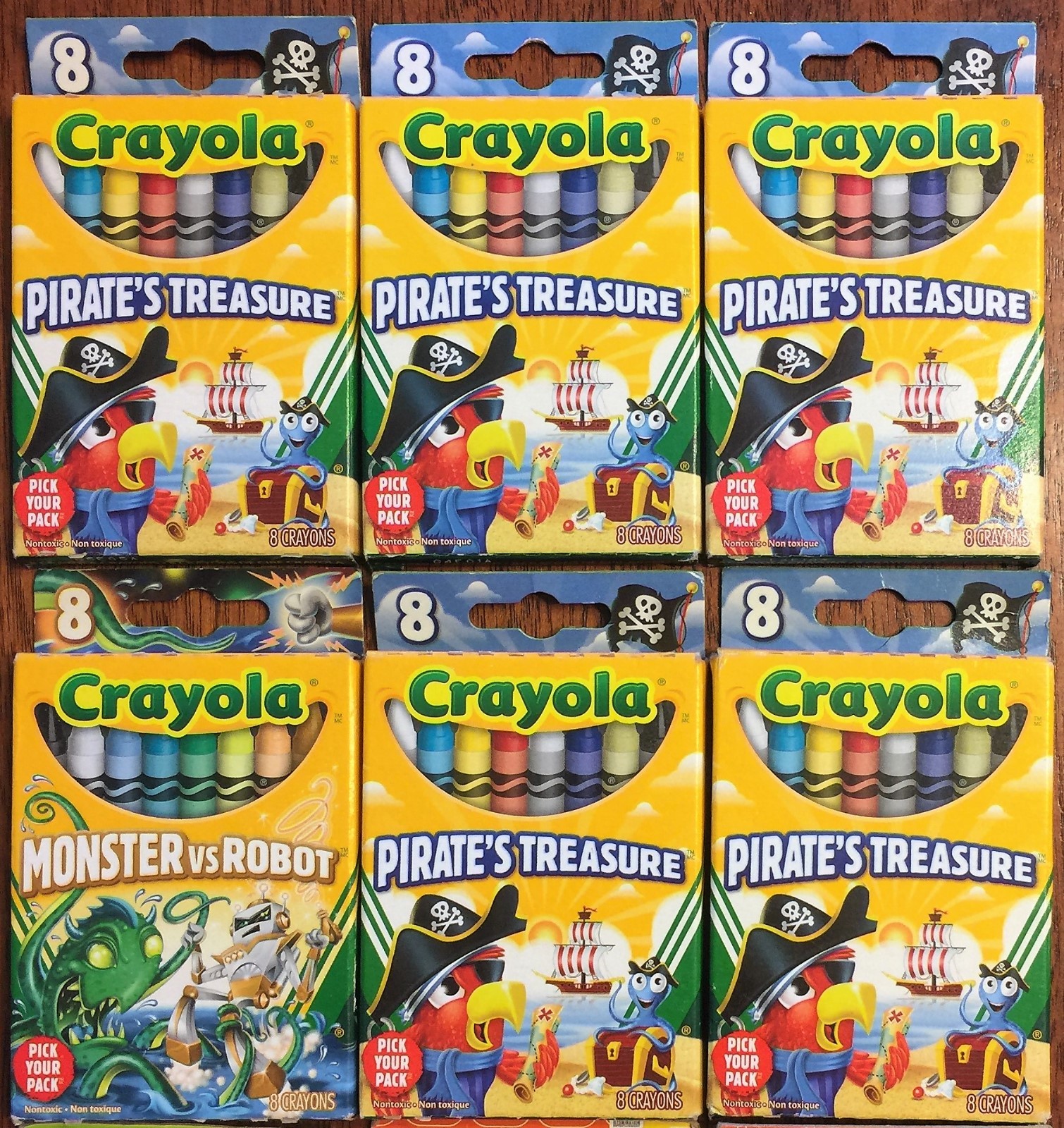 Lot of 12 Crayola Crayons Gift Packs 8-Crayons Per Pack Pirates Minions NOS