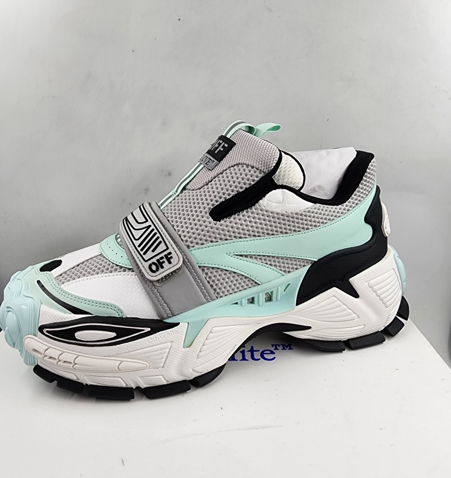 Off-White Glove Slip On Sneakers Women's 45/12 US Light Grey/Seafoam Round Toe - Picture 16 of 17