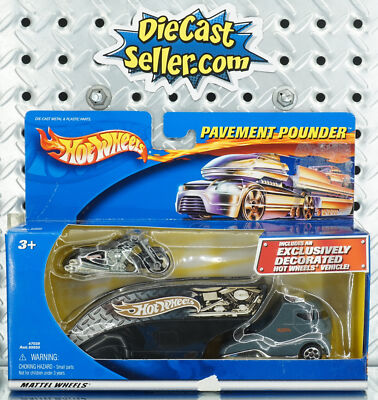 HOT WHEELS PAVEMENT POUNDER BIG RIG MOTORCYCLE BLACK SCORCHIN SCOOTER TRANSPORT