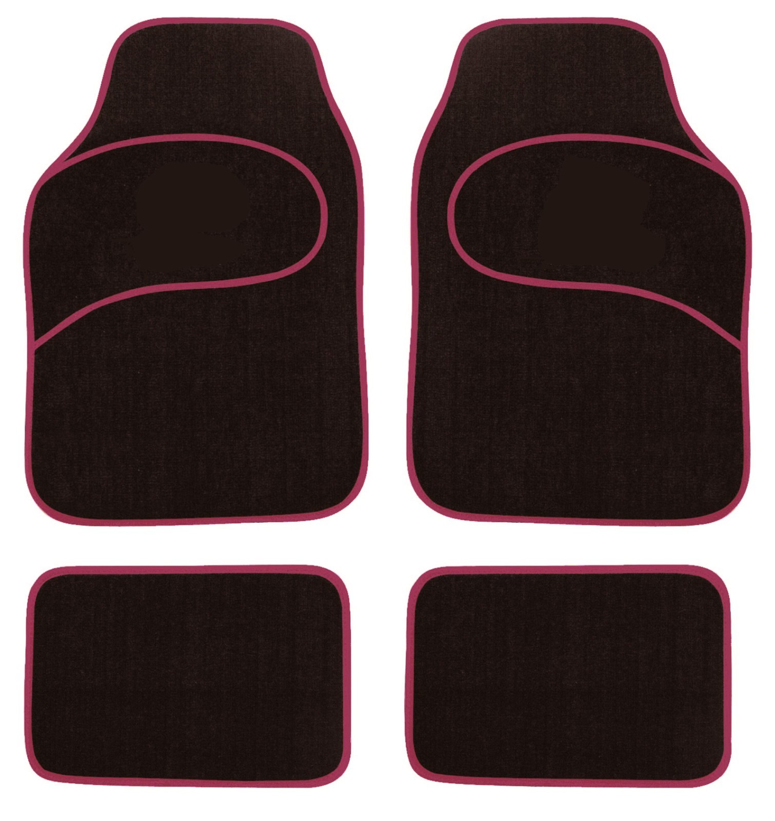 Set 4 Tappetini Tappeti Auto Universali Neri Rossi Antiscivolo Moquette sus