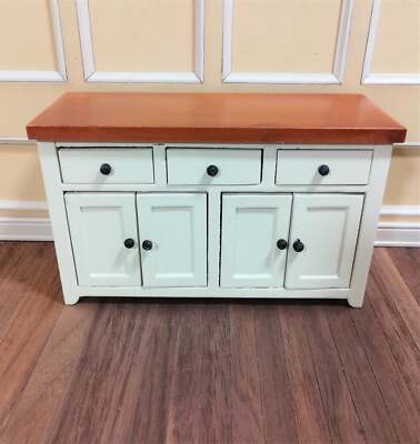 Dollhouse Miniature Kitchen Cabinet with Counter Top Buffet 1:12 Scale Cream