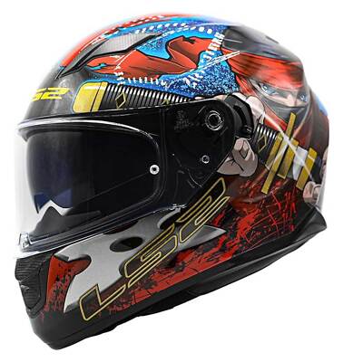 LS2 Helmets Ninja Stream Street EVO Full Face Motorcycle Helmet, Red & Blue