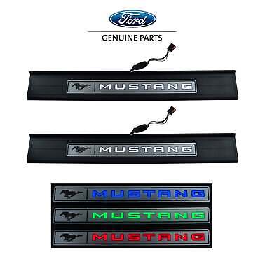 2015-2023 Ford Mustang OEM Take-Off Light Up Door Sill Step Plates Pair