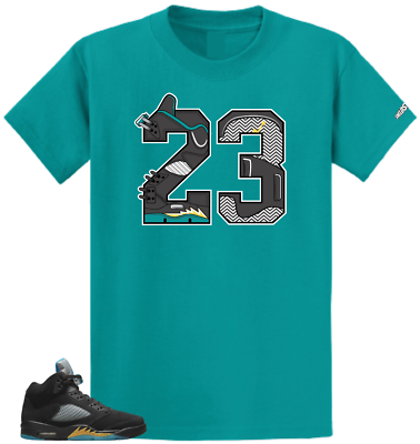Shirt To Match Air Jordan Retro 5 Aqua SNELOS 23 Air Sneaker Tees