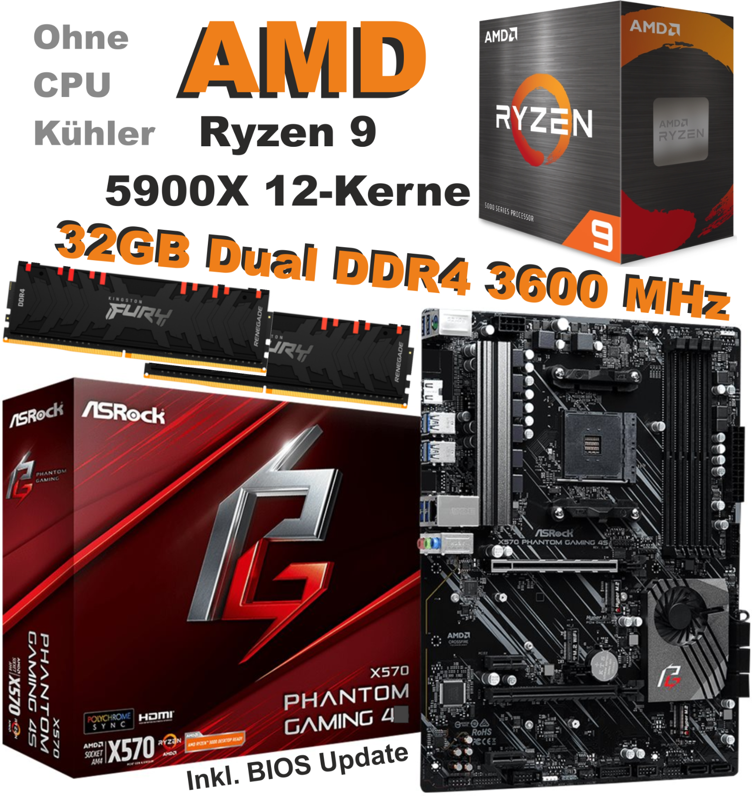 AMD Ryzen 9 5900X Aufrüstkit Bundle Asrock X570 Phantom
