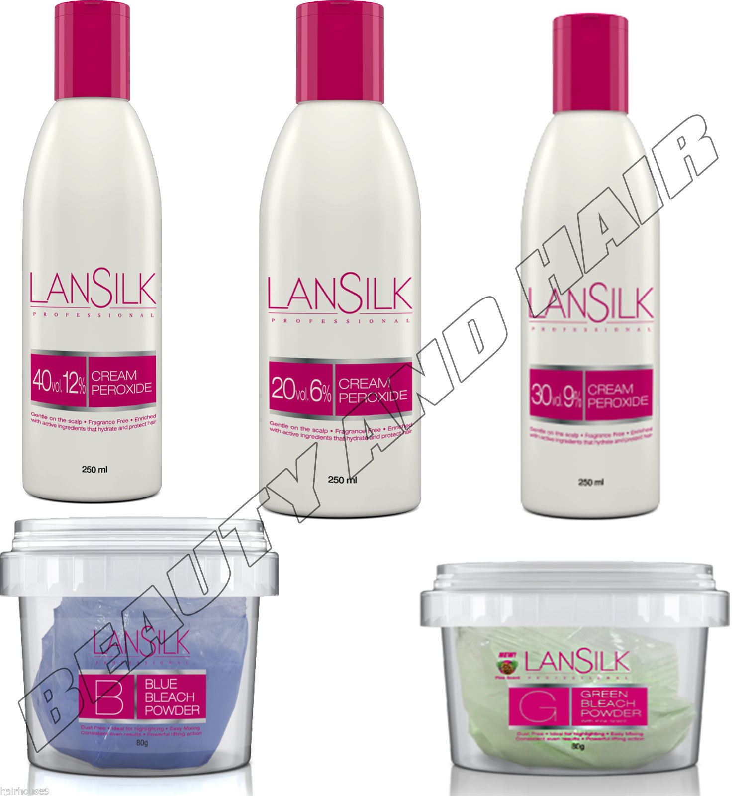 Lansilk Cream Peroxide Rapid Blue Powder Bleach For Hair