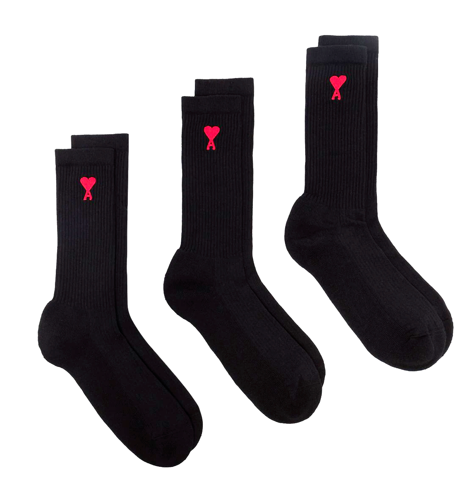 タイツ・ソックス AMI PARIS 3-pack logo embroidery socks White Off White/Grey/Black Three Pack Ami De Coeur Socks | AMI PARIS