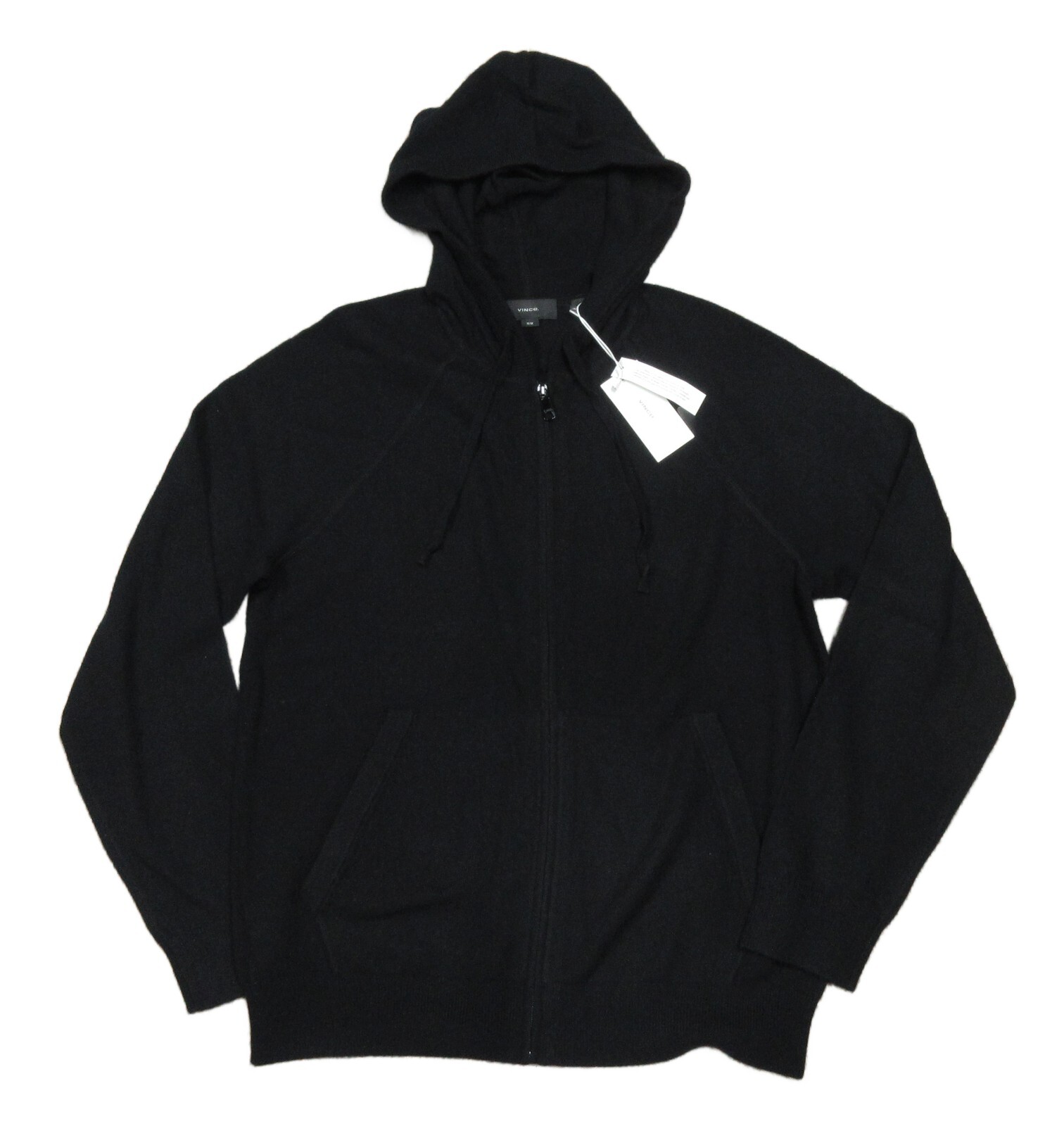 Pre-owned Vince Men's Black Wool Cashmere Full Zip Hooded Sweater $425