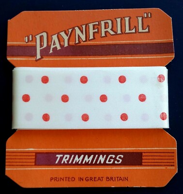 Vintage Novelty Trim - 3 yards of White with Red Polka Dot 1 1/4'' Trim - Made UK