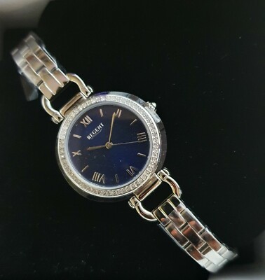 Regent Luxury Ladies Silver Analogue Quartz Watch with Blue Dial - 12221001
