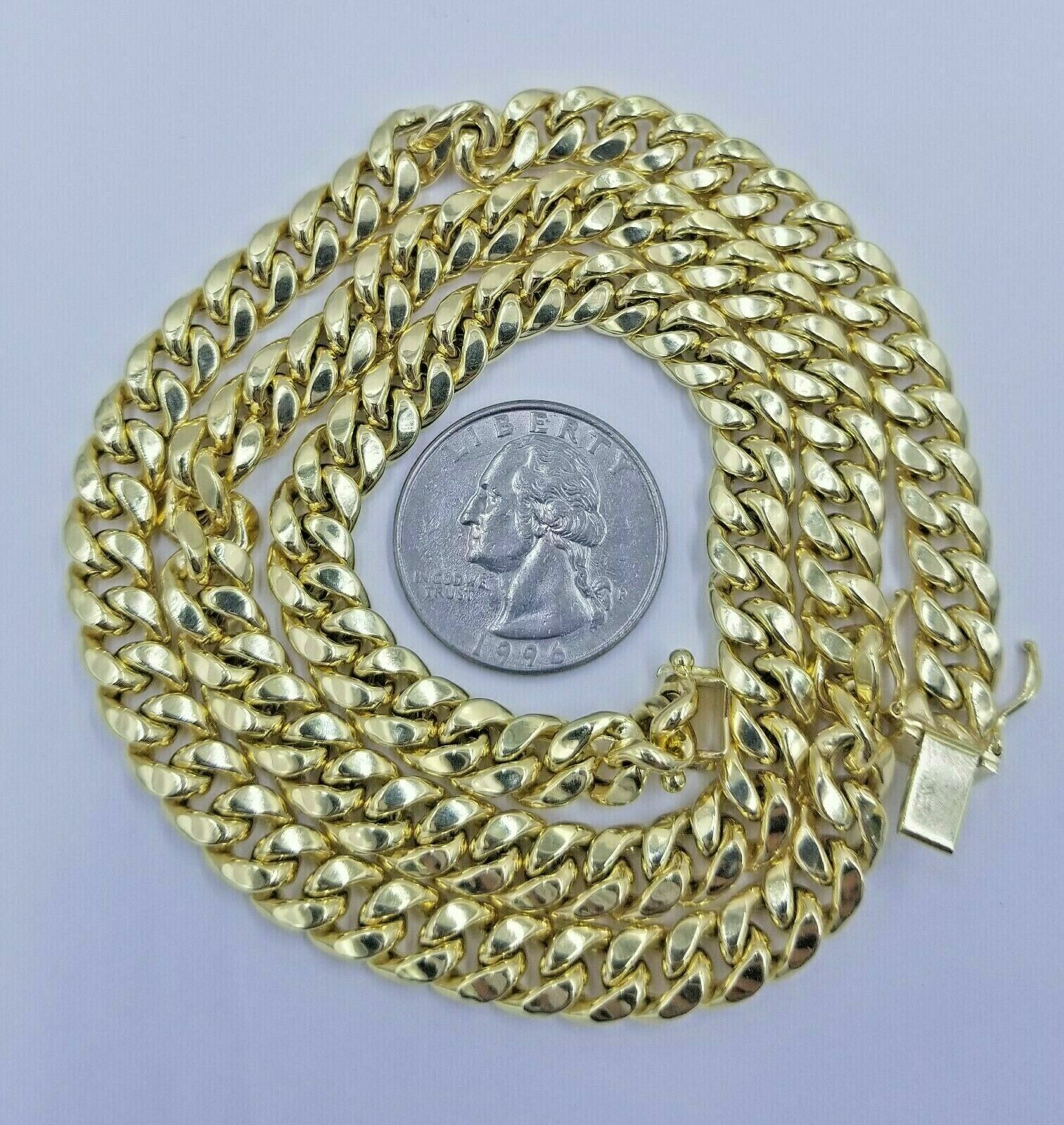 Pre-owned Globalwatches10 Real 10k Yellow Gold Miami Cuban Link Chain 8mm 20 Inch Strong Mens Chain