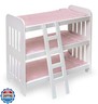 Badger Basket Triple Doll Bunk Bed with Ladder and Bedding for 20-Inch Dolls – Pink Gingham Design with Personalization Kit