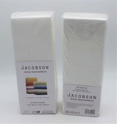 2er Paket Jacobson Jersey Spannbettlaken 140 x 200 cm - 160 x 200 cm, weiß