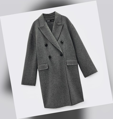 Zara Oversized Handmade Double Breasted Wool Blend Coat in Zara Oversized Handmade Double Breasted Wool Blend Coat in