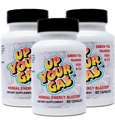 3 Pack -Up Your Gas: 60 Capsules-NEW- All Natural Herbal Energy + FREE SHIPPING