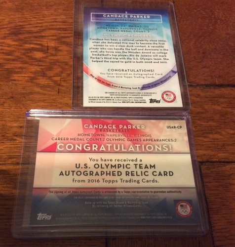 2016 Topps Olympic Team USA -  CANDACE PARKER Silver Autograph #21/30 Auto