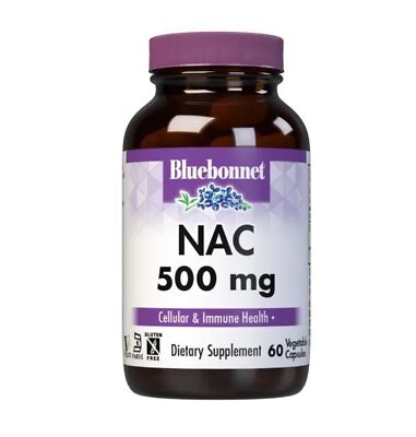 Bluebonnet NAC 500 мг 60 растительных капсул