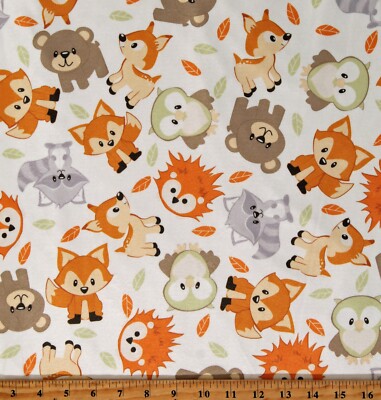 Minky Woodland Buddies Cute Baby Animals Kids Minky Plush Fabric BTY A620.09